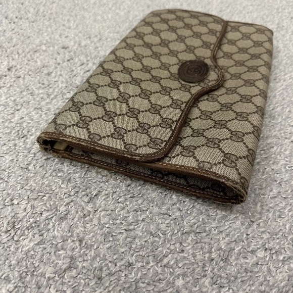 #6 Gucci Vintage GG Supreme PVC Brown Clutch USED SOLD AS IS! LIVE SHOW! - Picture 3 of 16